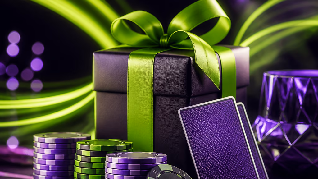Cazimbo bonus illustration with casino chips and gift motif